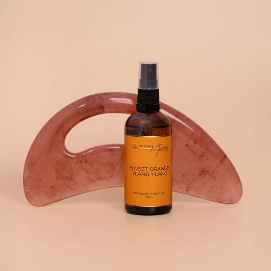Sweet Orange Ylang Ylang Body Oil with Nourishing Mana Body Gua Sha.